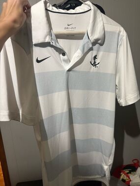 Nike Men’s White & Light Gray Striped Dri-FIT Polo Vanderbilt